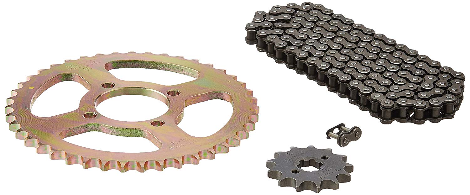 Uno Minda CH-2016 Quadra Rivet Chain & Alloy Steel Hardened Sprockets Chain & Sprocket Kit - R428 SIZE-110L / 13T / 43T(4H) For TVS Victor GX (Spoke Wheel) 